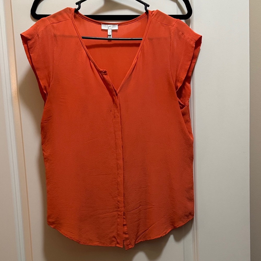 Joie Vibrant Orange Cap Sleeve Blouse